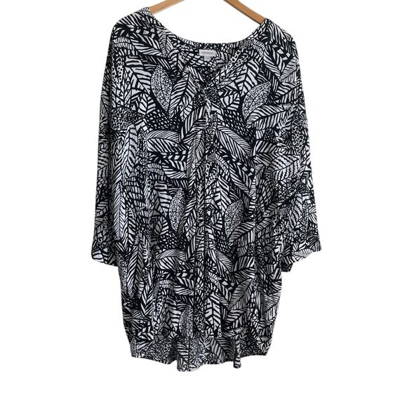 Avenue WomenTunic Top‎ 1X Abstract Foliage Boho Lagenlook Cottagecore Officewear - Picture 1 of 12